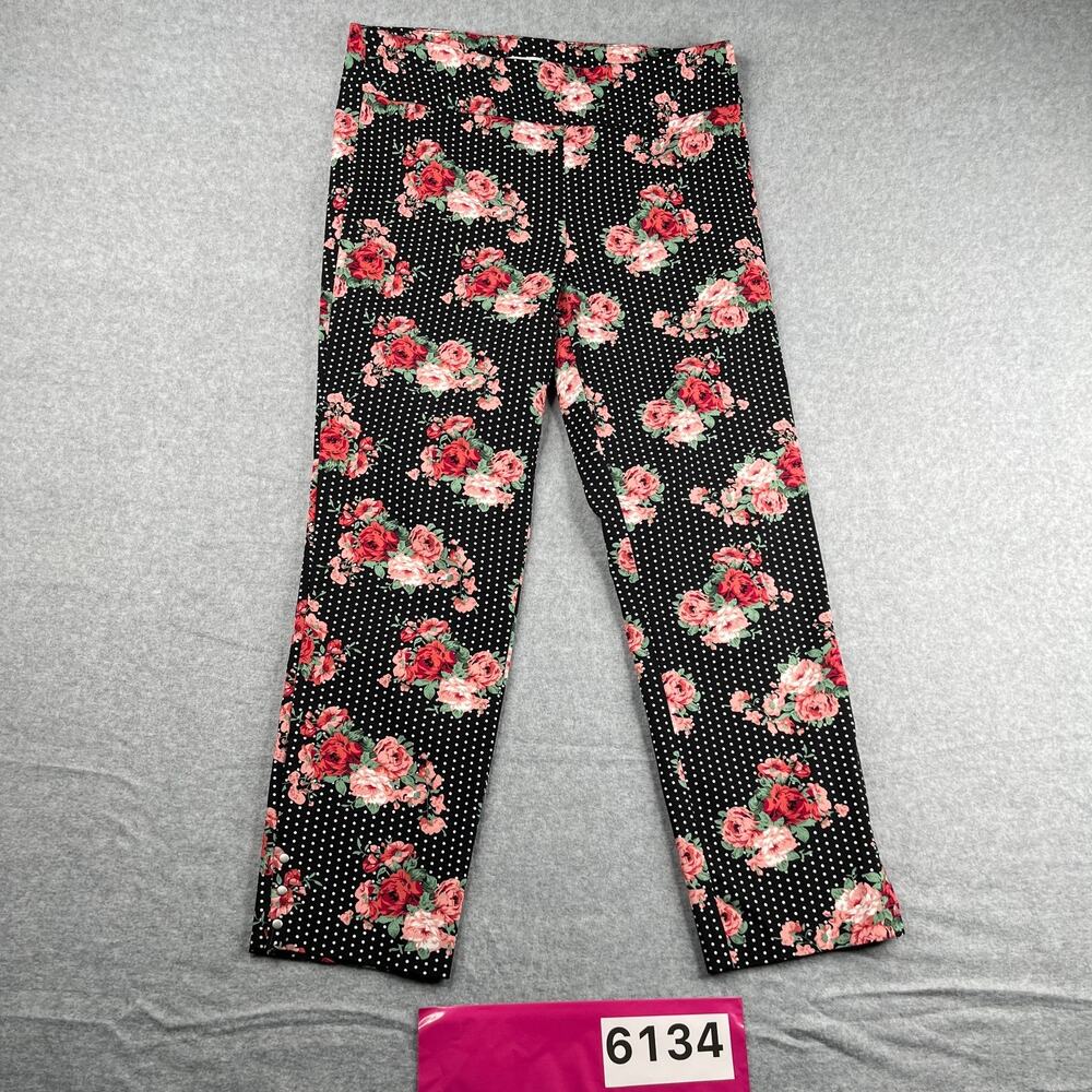Van Heusen Polka Dot Floral Print Stretch Extensible Womens Size 10